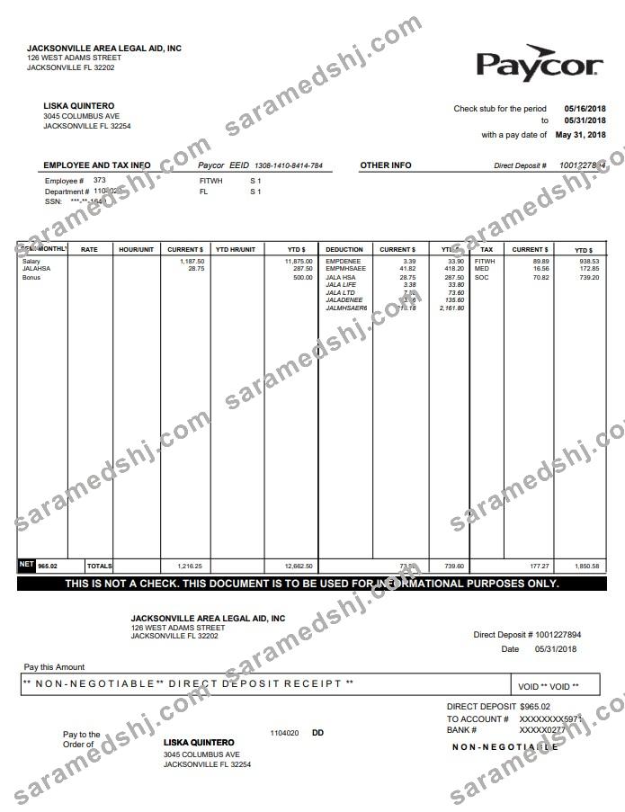 Paycor paystub